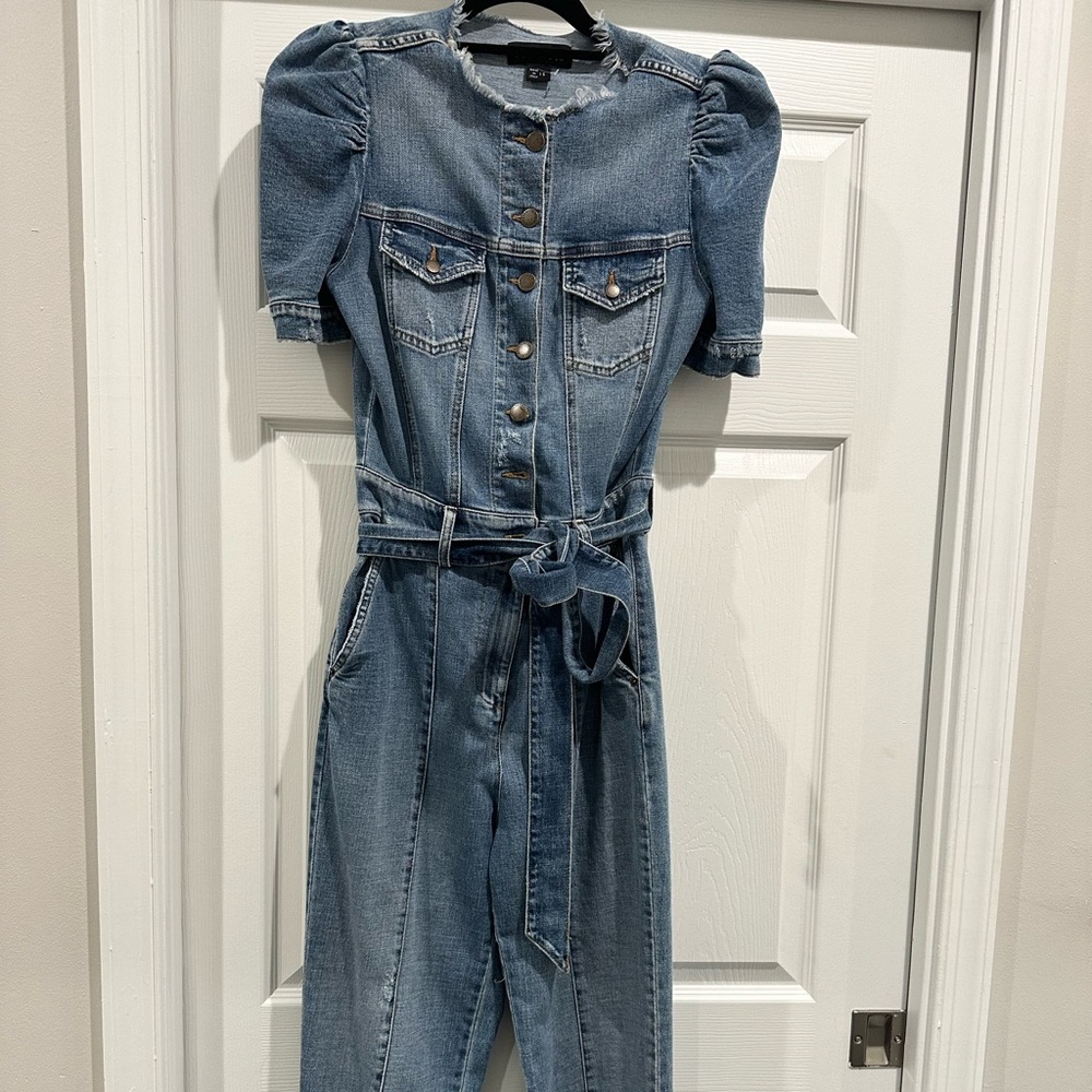 $590 Retrofete Lia denim jumpsuit size small